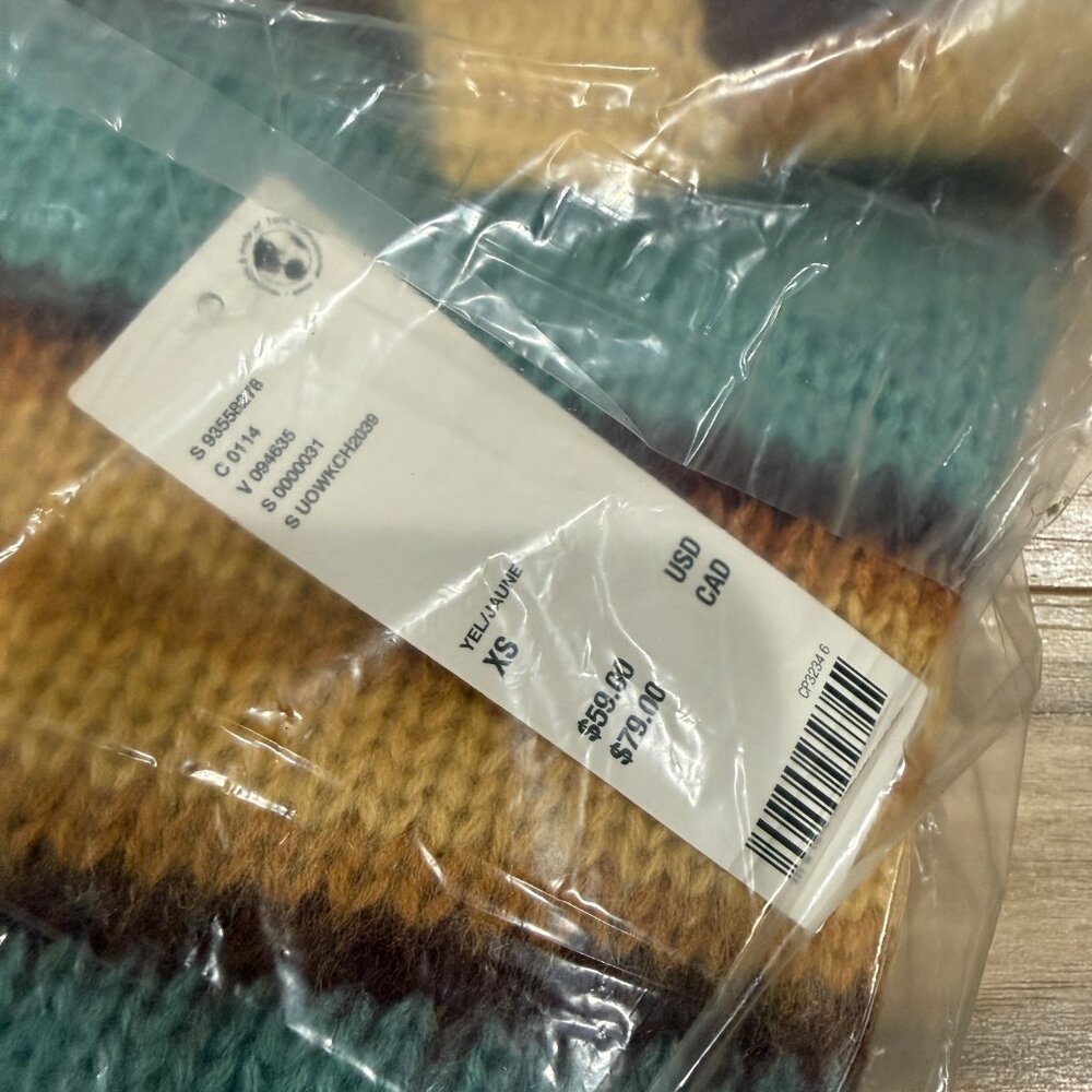 Urbanoutfitters | BDG Stripe Brushed Knit Jumper | NWT | Yellow size XS - Picture 7 of 7